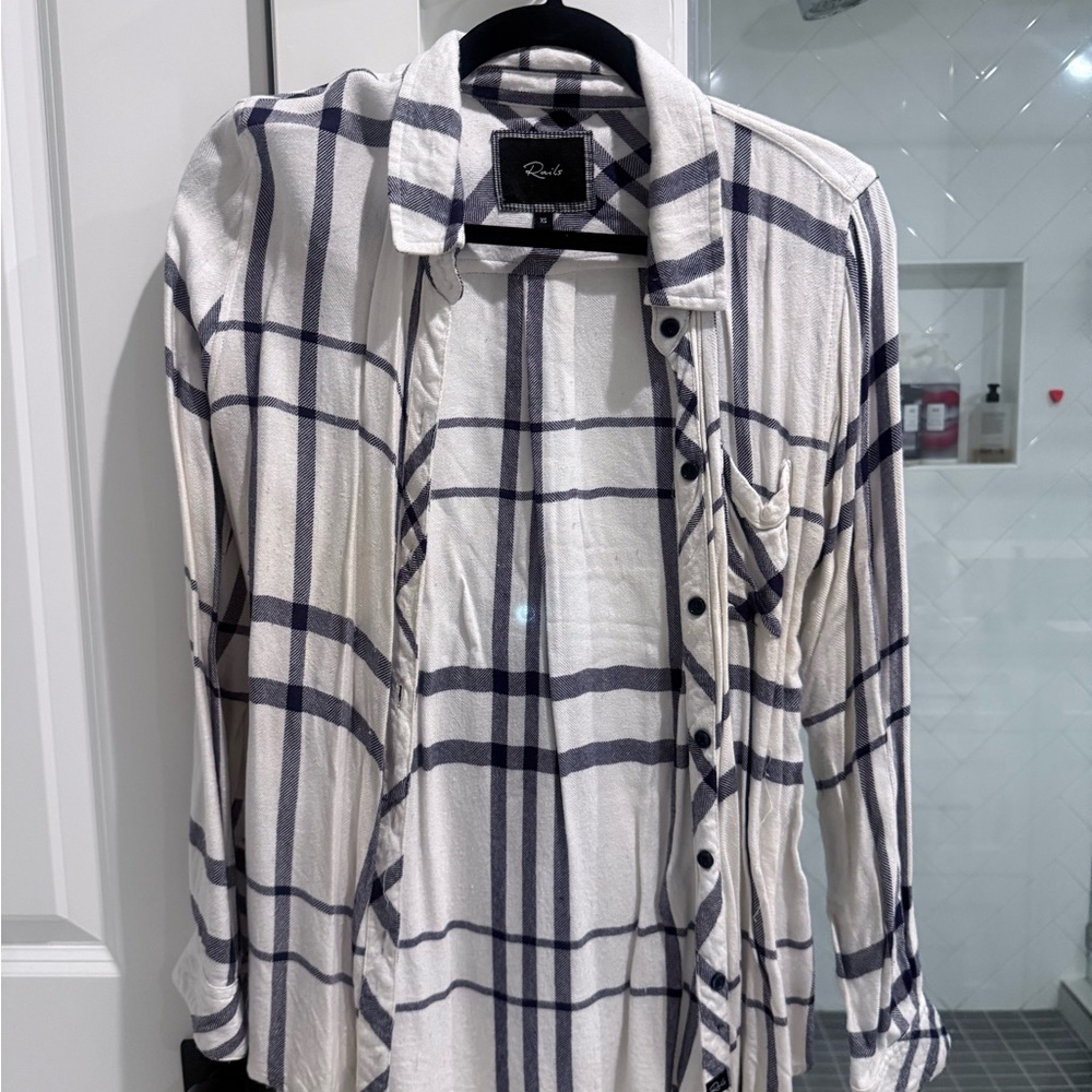 Rails White and Blue Button Down Shirt